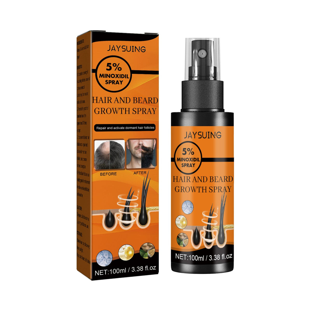 Hair Growth Spray, Men Hair And Beard Thickening Strengthening Anti-loss Care Solution