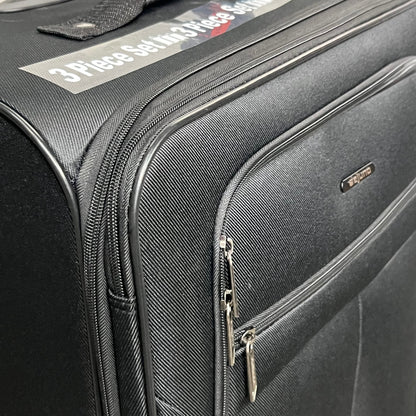 DEJUNO (3 PACK) Lightweight Expandable Spinner Luggage Suitcase Set Black 2302DJBF