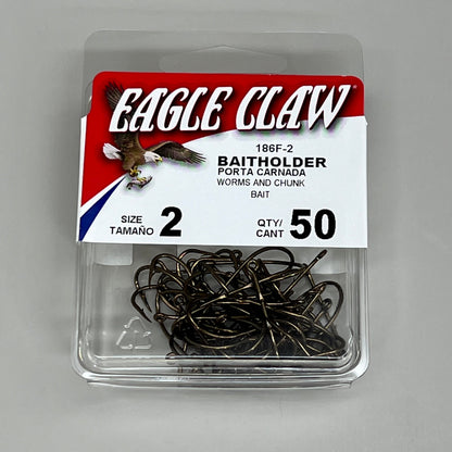 EAGLE CLAW High Carbon Steel Worms & Chunk Bait Holder Bronze #2 50pc 186F-2