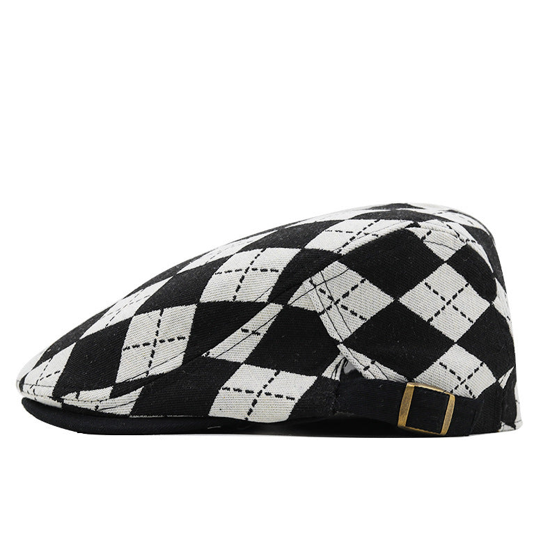 Retro Plaid Short Brim Advance British Casual Painter Hat