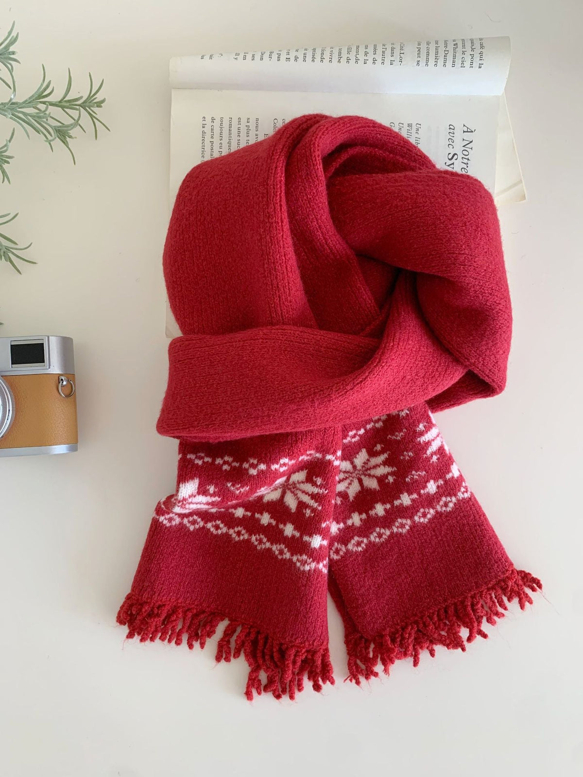 Fair Isle Wind-pattern Gray Knitted Scarf Couples Neck Warmer