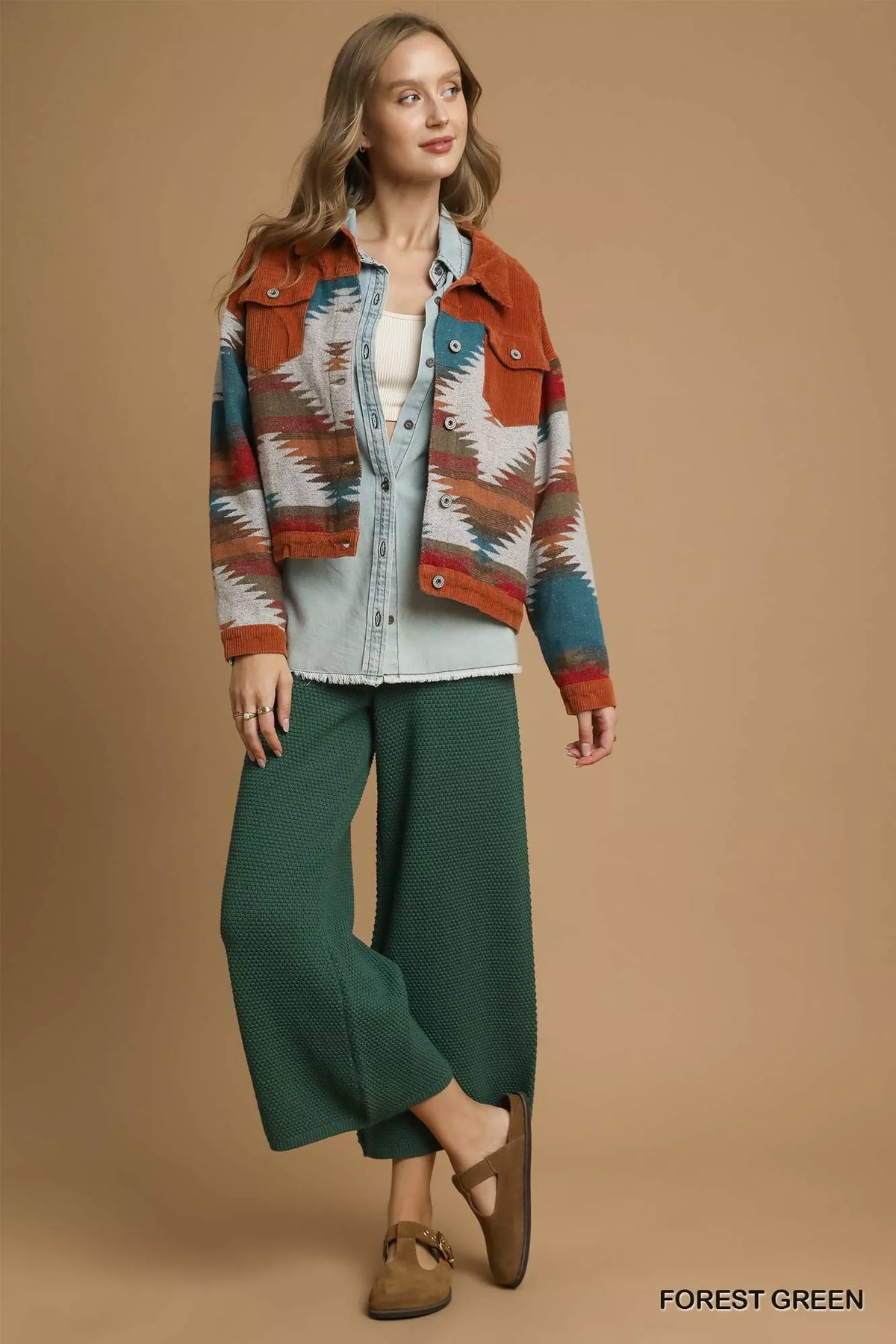Umgee Textured Knit Wide Leg Pants