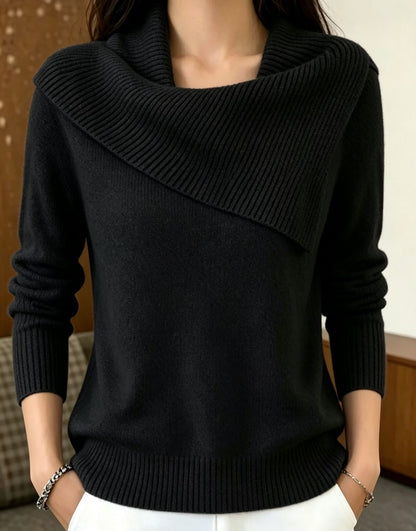 Elegant Figure-flattering Lapel Sweaterversatile Knitted And Effortlessly Chic