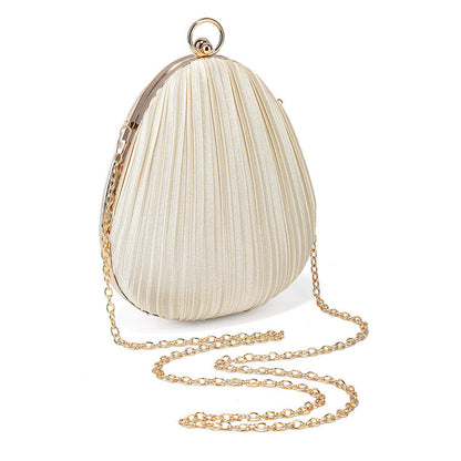 Womens Satin Pleated Evening Bag Handbag Formal Clutch