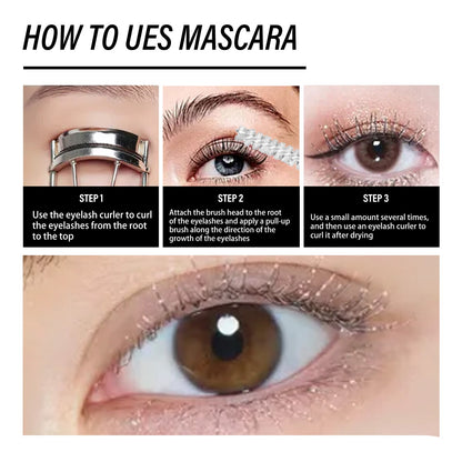 Crushed Diamond Mascara, Set Primer Instant Dry Film Flash Tear Eye Non-Smell-Free Mascara