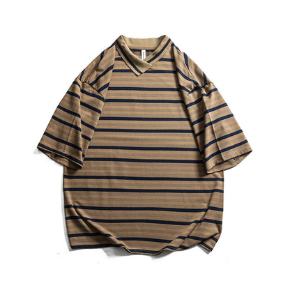 Men's Retro Striped Bottoming Pullover