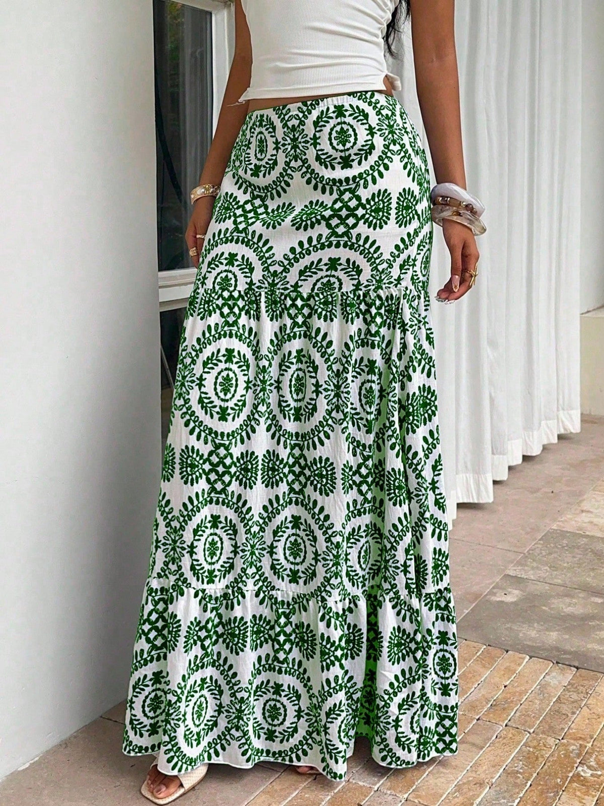 Womens Skirt Bohemian-style Printed Dress