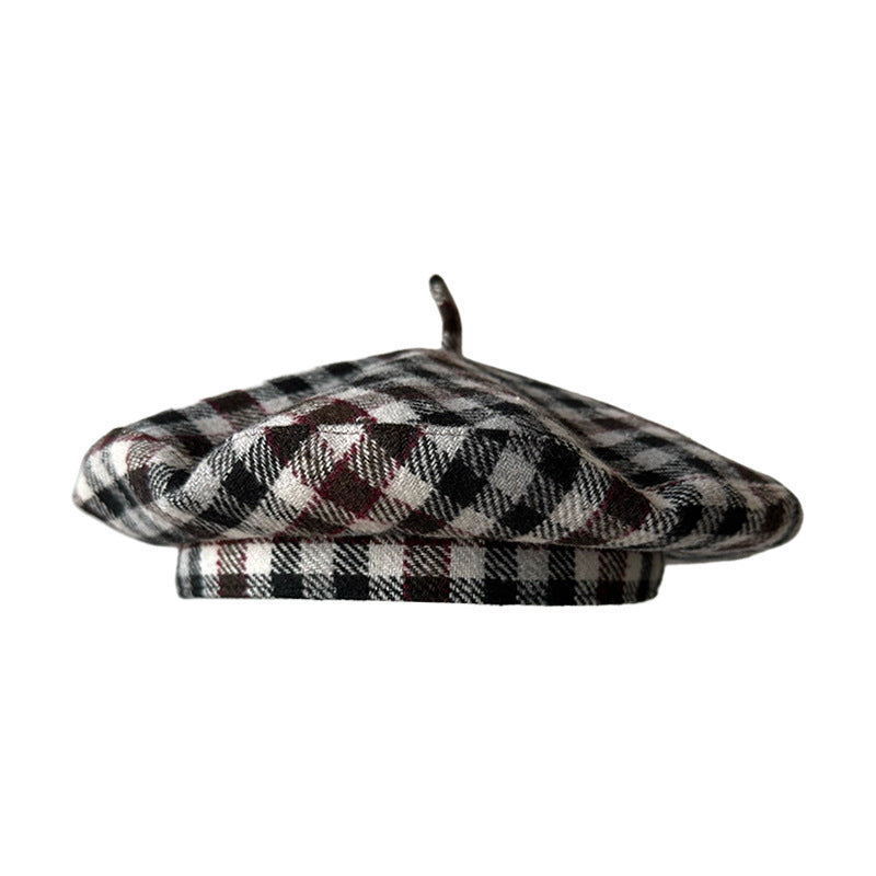 Retro-style Fashionable Beret For Women New Autumn DesignBritish Plaid Saucer Hat