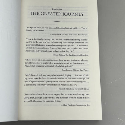 THE GREATER JOURNEY  Americans In Paris By David McCullough Paperback Book