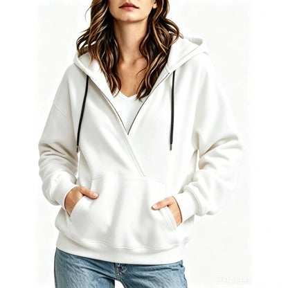 Womens Half-Zip Fake Two-Piece Hoodie