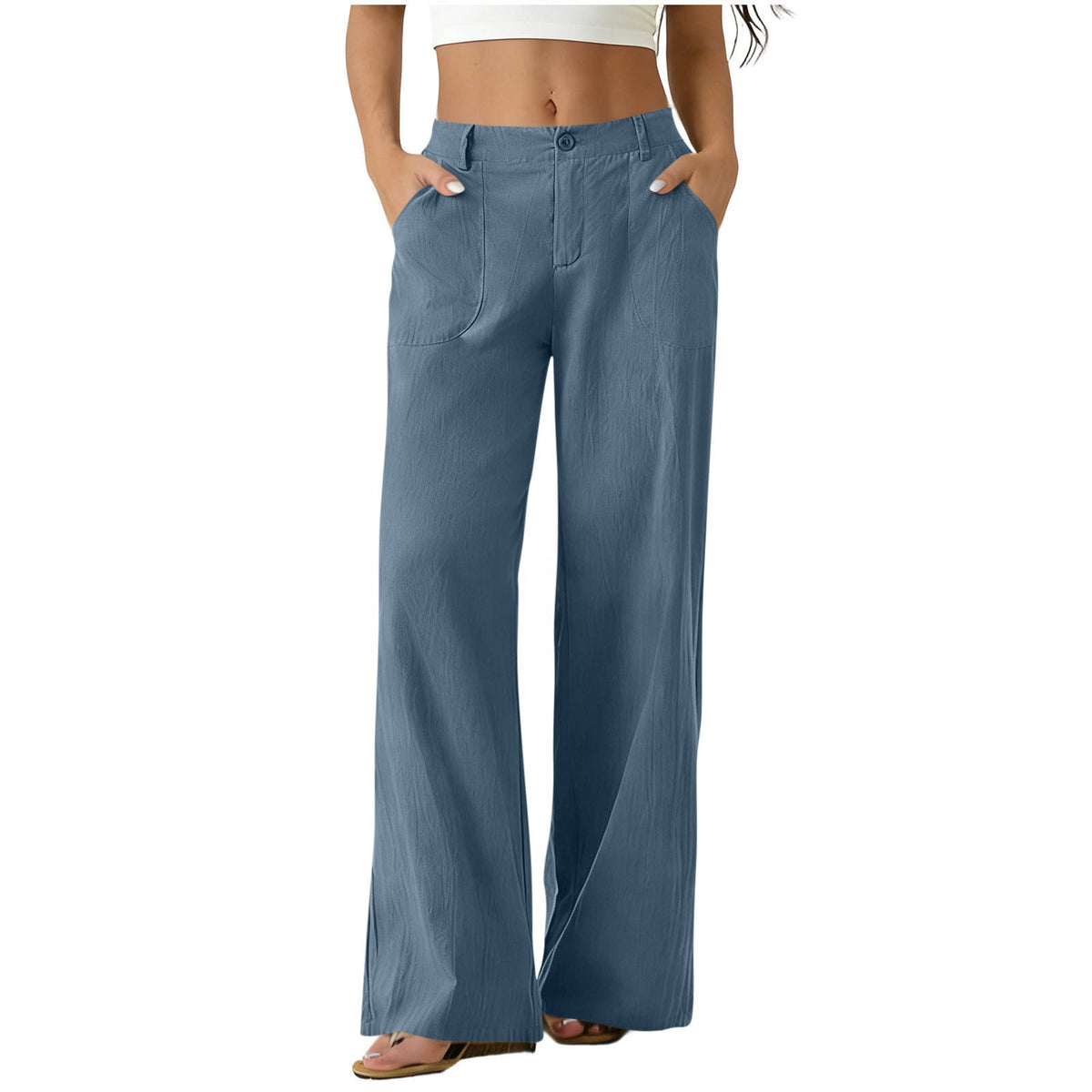European And American Cross-border Women's Clothing  Women's Formal Suit Pants With Elastic Waistband, Patch Pockets, Solid Color, Single-button Trousers