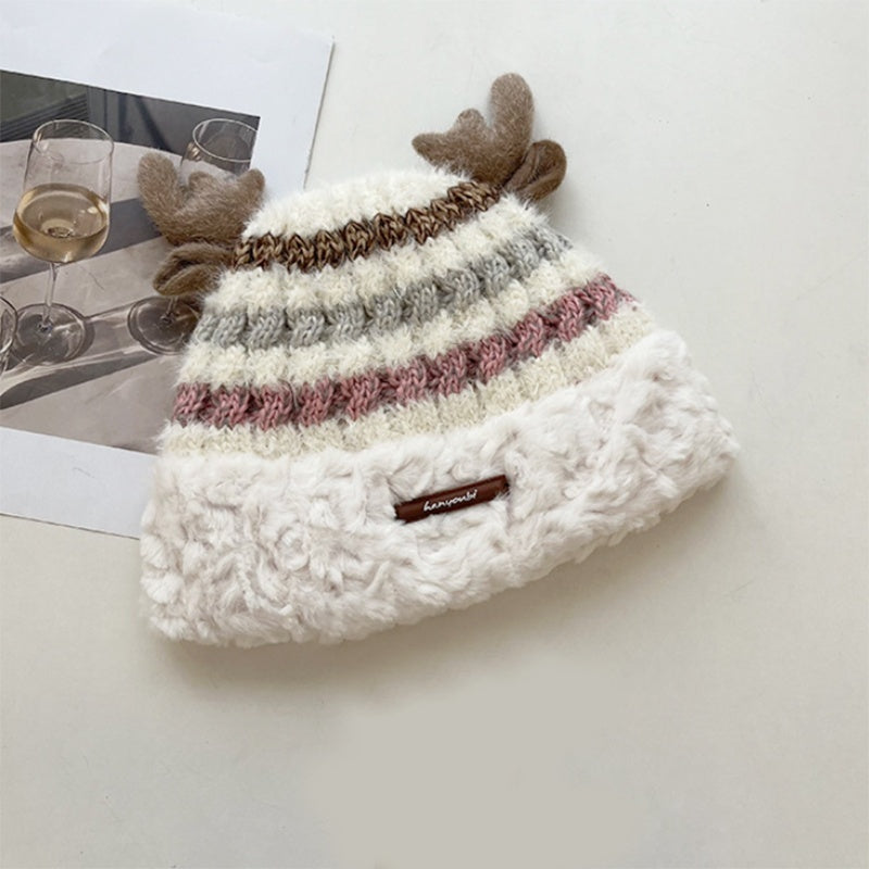 Christmas Deer Antler Knitted Hat