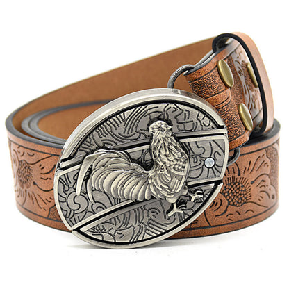 Personality Student Trendy Printing Engraving Smooth Buckle Knife Embossing Belt