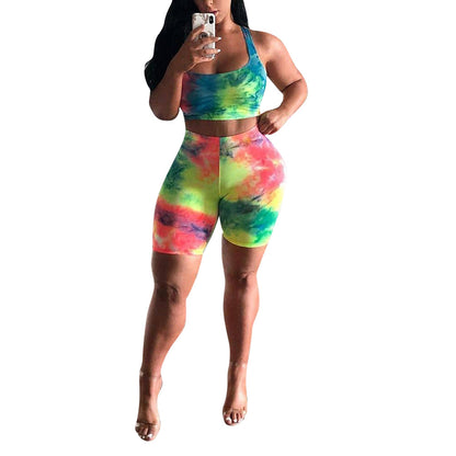 Two-piece tie-dye sportswear