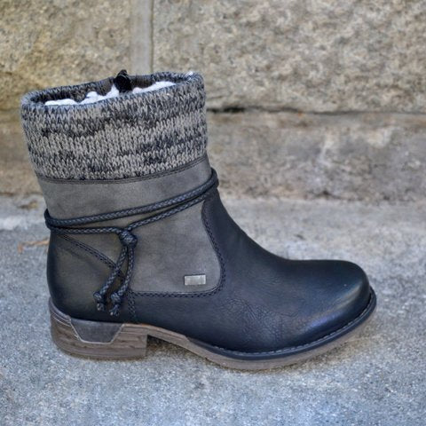 Chunky heel side zipper booties