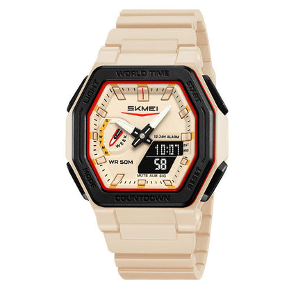 Waterproof Multi-function Digital Watch For Students A Versatile Sports-style Dual-display Wristwatch