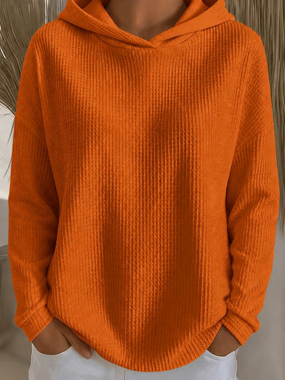 Womens Loose-Fit Solid-Color Hoodie
