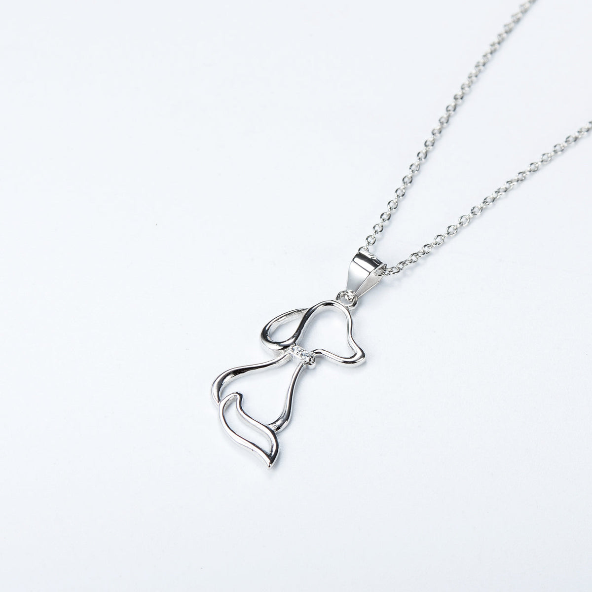 Ladies 925 Sterling Silver Jewelry Dog Necklace