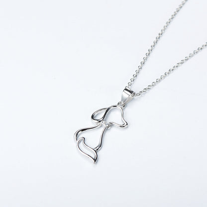 Ladies 925 Sterling Silver Jewelry Dog Necklace