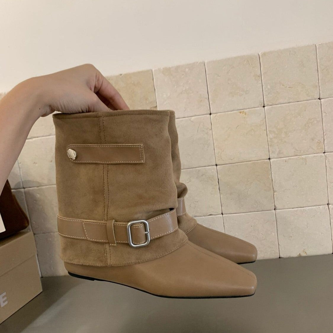 Retro-style Women's Brown Ankle Boots
