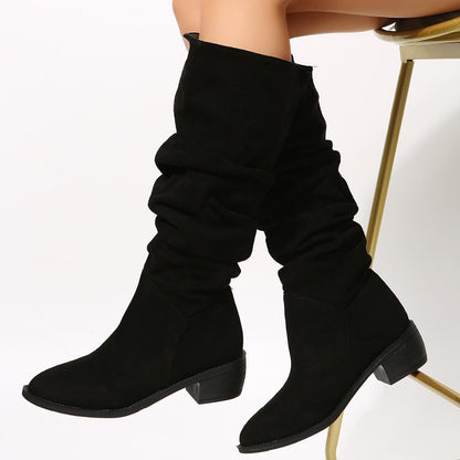 Womens New Winter Pleated Long Boots
