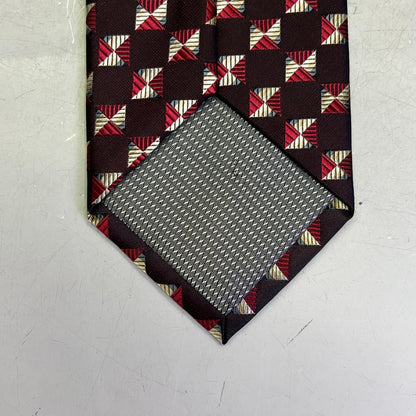 ALEXANDER JULIAN COLOURS Square Pattern Made Tie 64" Maroon/Red/Yellow