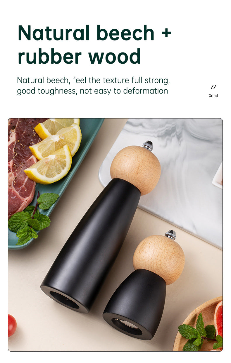 Kitchen Adjustable Coarseness Wood Pepper Grinder Mill Wooden Manual Sea Ceramic Grinding Mechanism Salt Mill