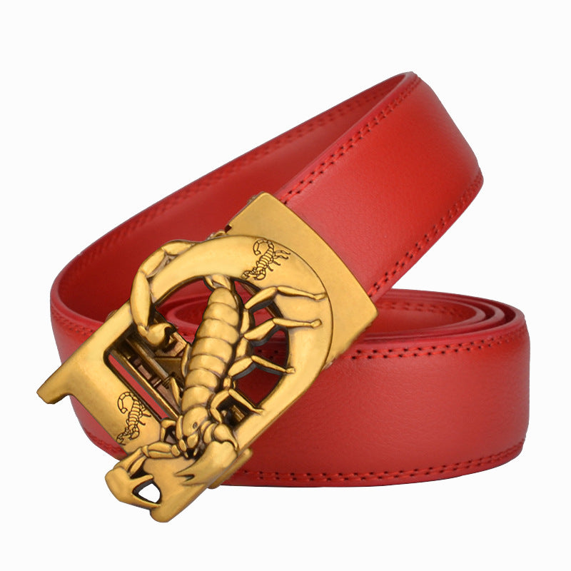 Men's Automatic Leather Bronze Belt