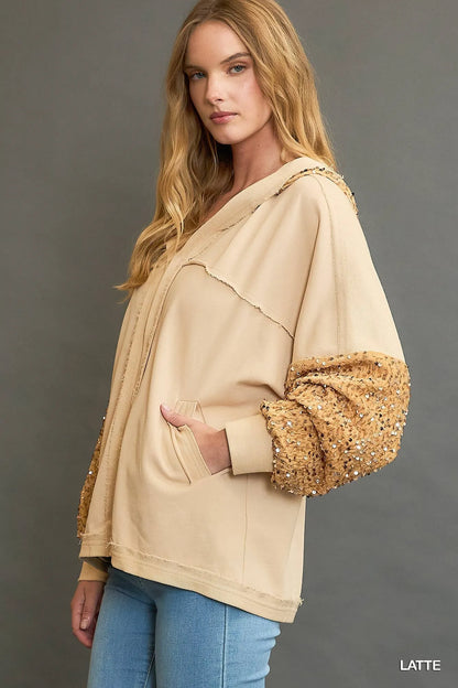 Umgee Sequined French Terry Jacket