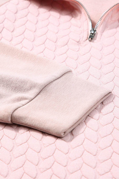 Textured Quarter Zip Long Sleeve Sweatshirt for Women
