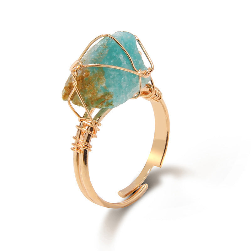 Irregular Natural Stone Amethyst Wrapped Ring