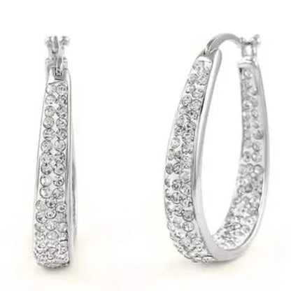 18K White Gold Inside Out Crystal Hoops