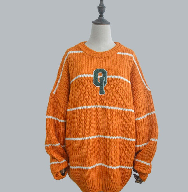 Korean Casual Autumn Women Men Sweater Oversized O Neck Striped Long Sleeve Female Pullover Knitted Tops Thick Warm Sweaters New