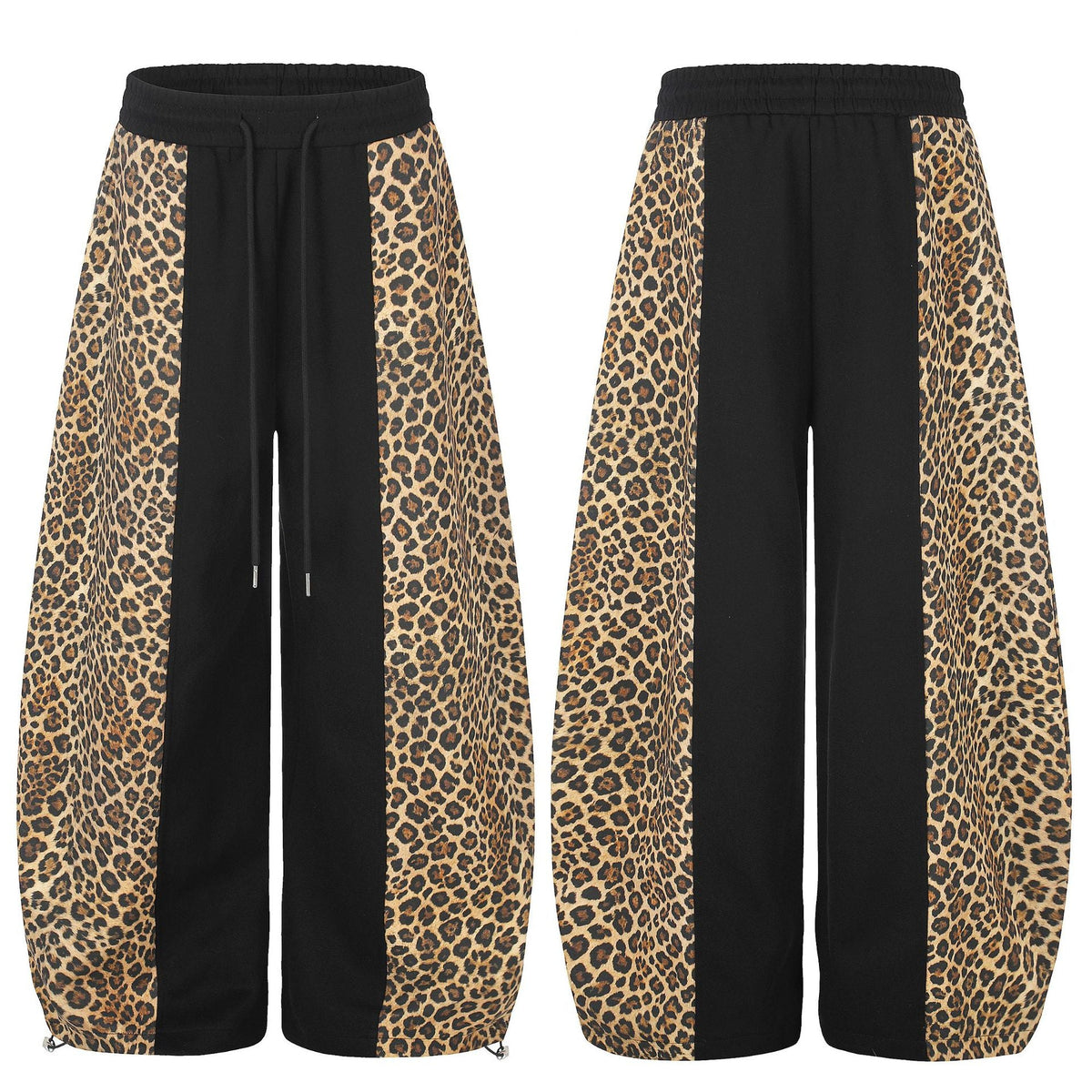Leopard-print Patchwork Boot-cut Pants Unisex