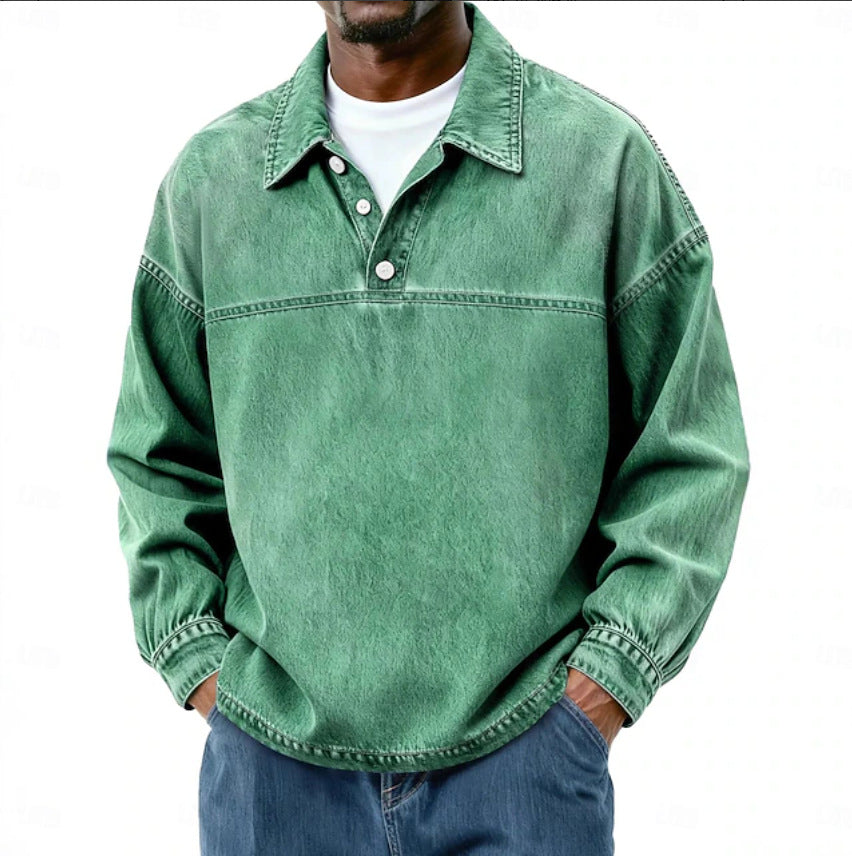 Men's Solid-Color Casual Long-Sleeve Top