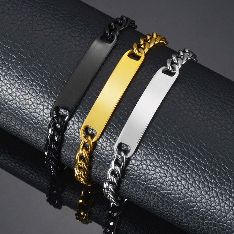Unisex Stainless Steel ID Curb Chain Bracelet