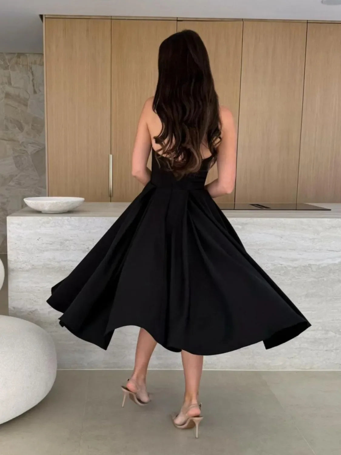 Solid Color Tube Midi Dress