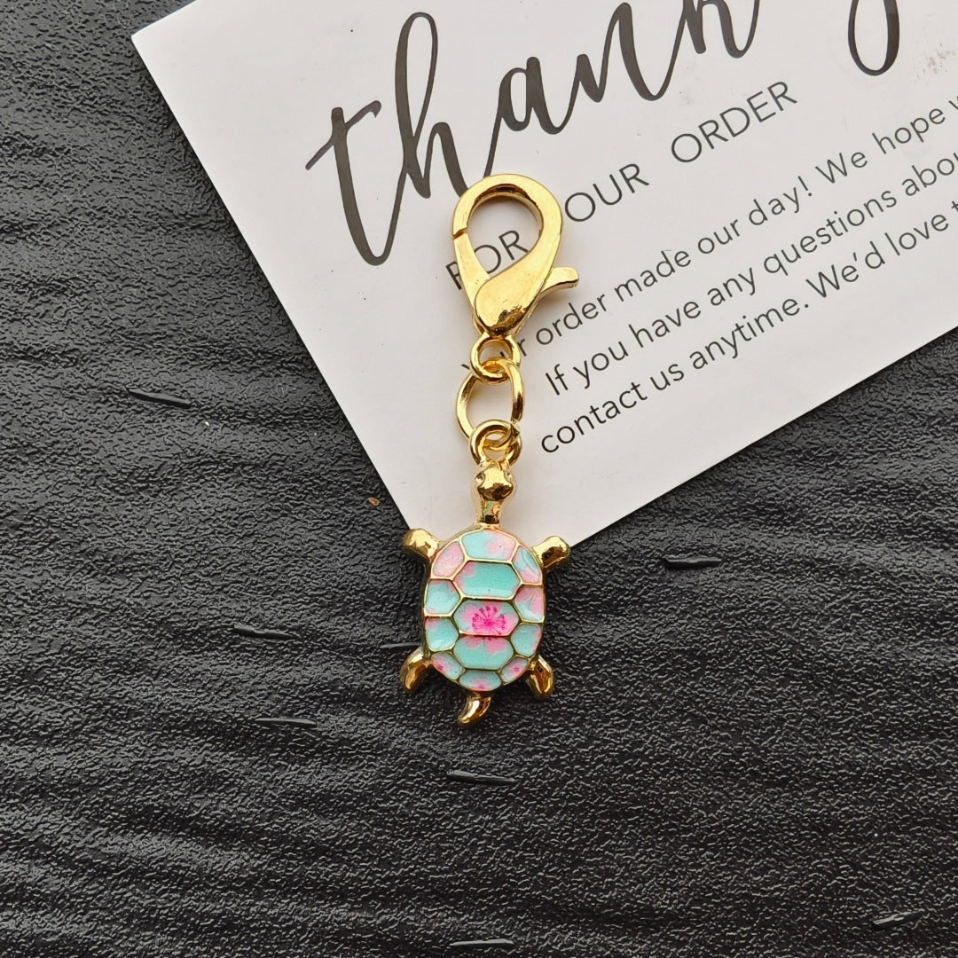 Colorful Oil-drop Turtle Keychain Pendant, Alloy Accessory, Creative Design