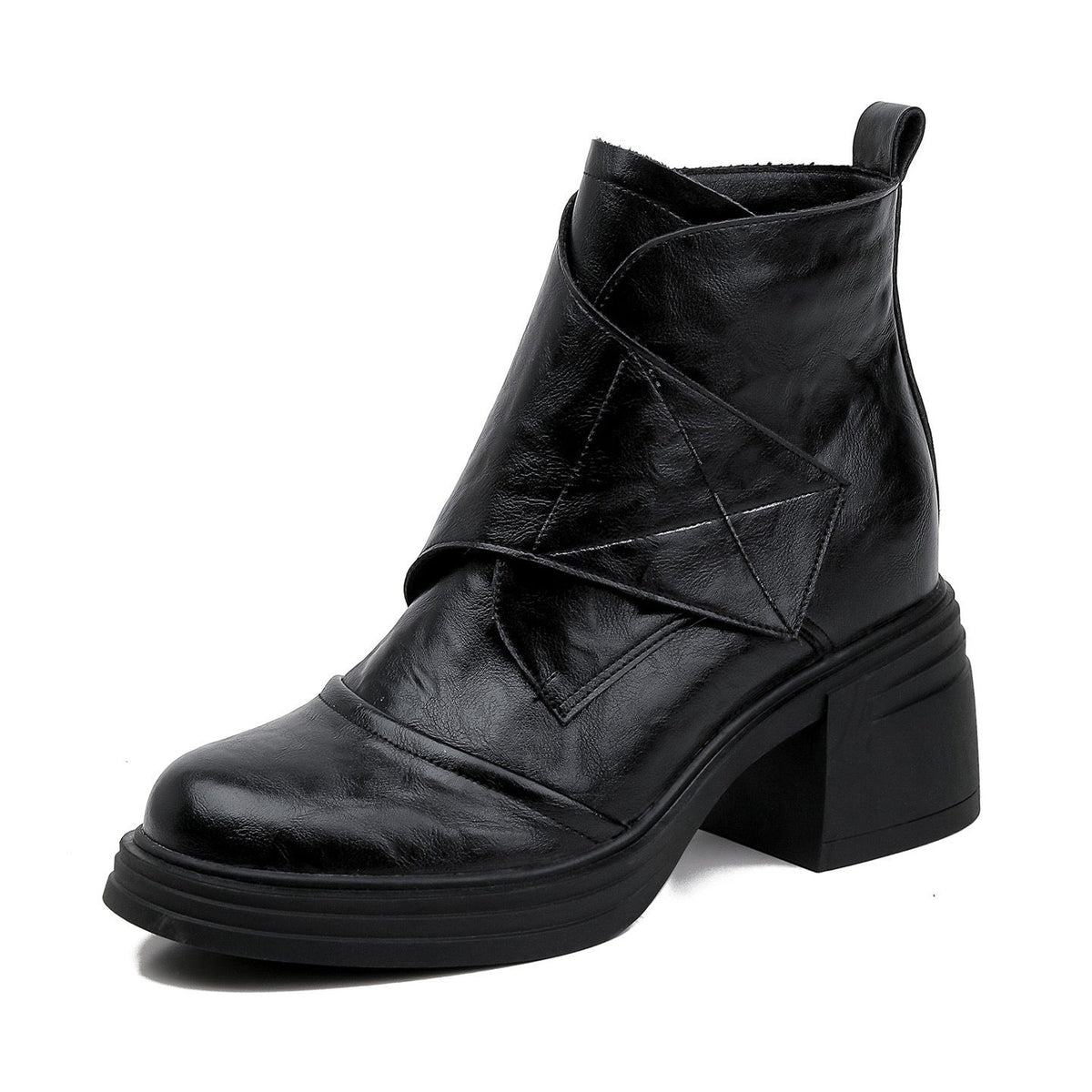Black Retro High-heeled Ankle Boots For Petite Women