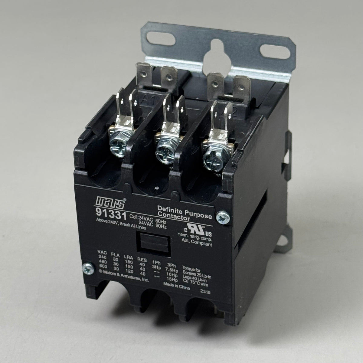 MARS Definite Purpose Contractor 3-Pole 30 Full Load AMP 24 VAC Coil Volt 91331