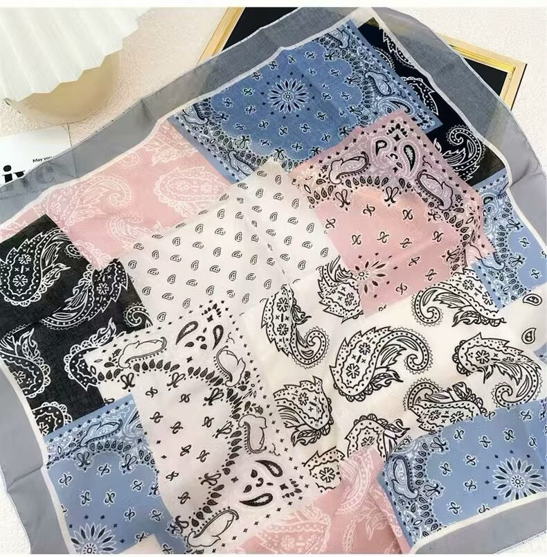 Korean-style Fresh And Delicate Floral Silk Scarf