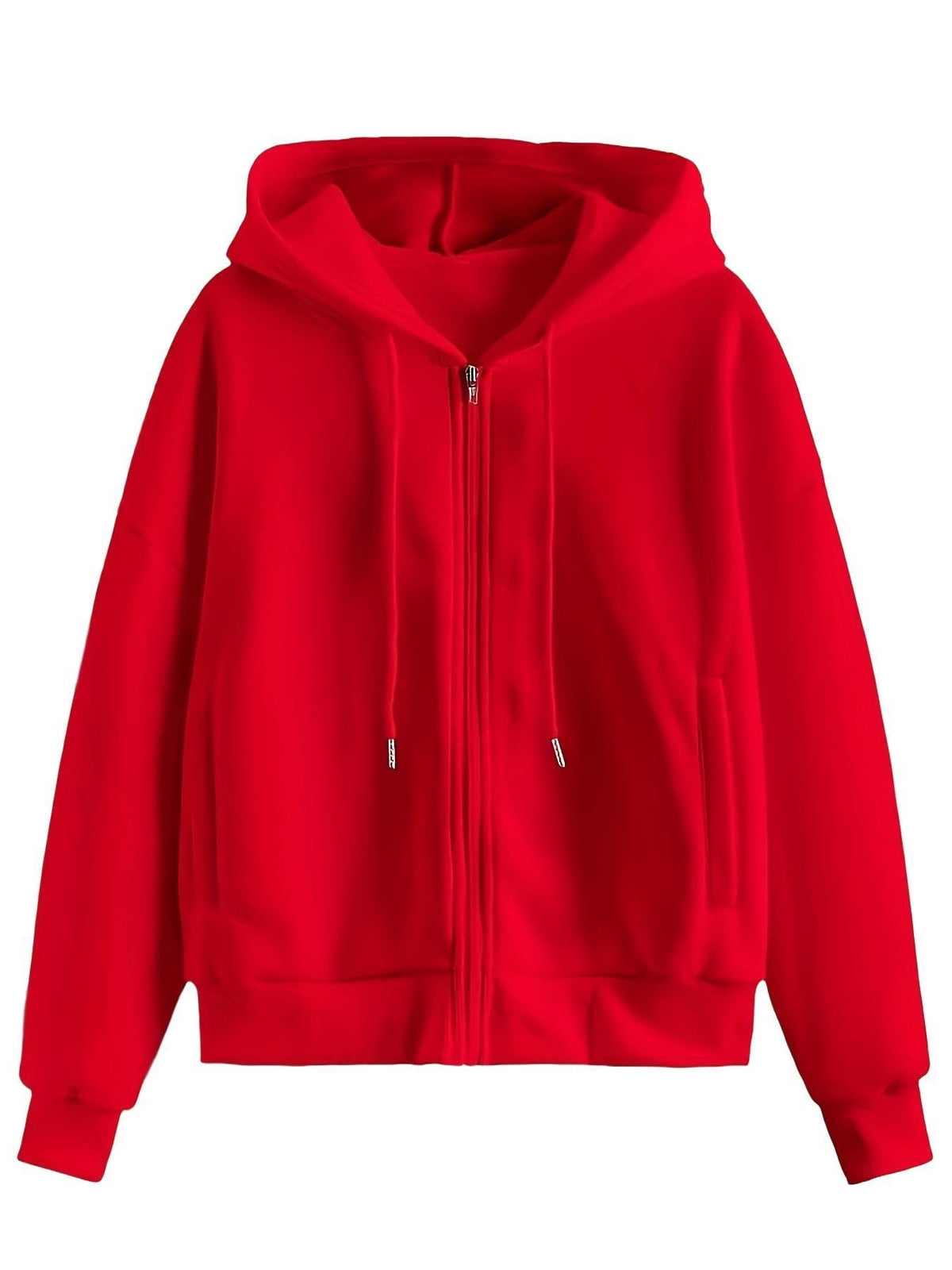 Zip-Up Drawstring Thermal-Lined Hoodie