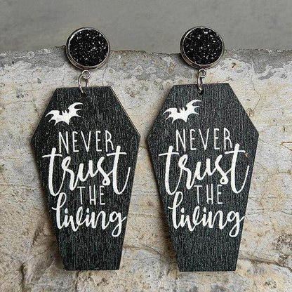 Coffin Shape Wooden Dangle Earrings for Unique Style