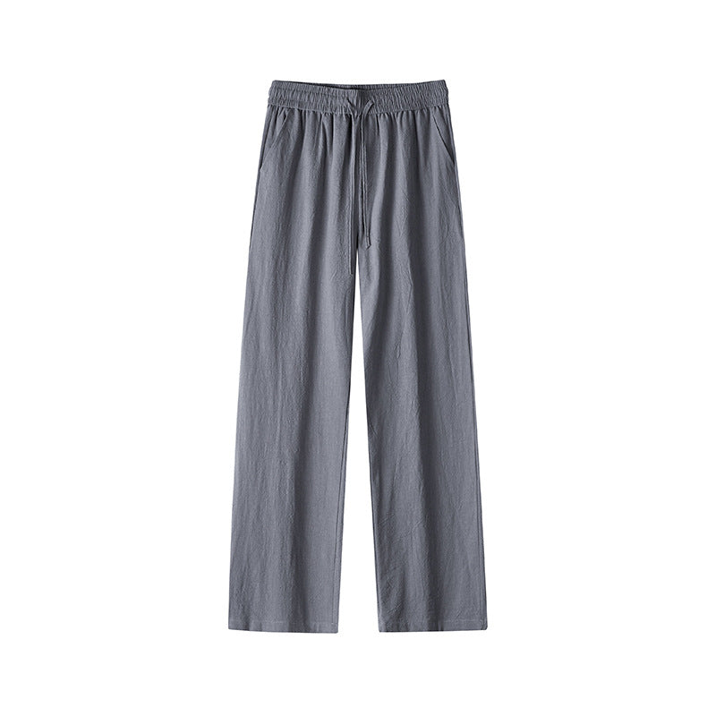 Mens Summer Thin-Style Loose Straight-Leg Ice Cotton Extended Casual Pants