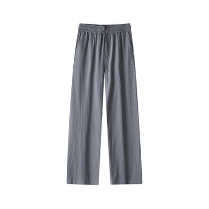 Mens Summer Thin-Style Loose Straight-Leg Ice Cotton Extended Casual Pants