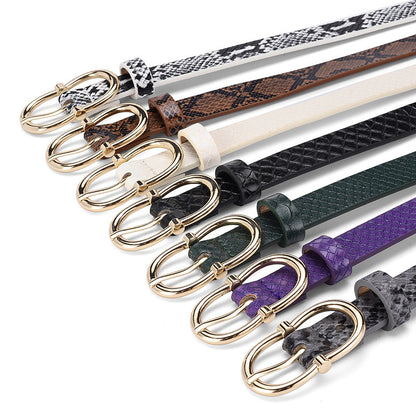 Simple And Versatile Snake Print Leather Belt For Women