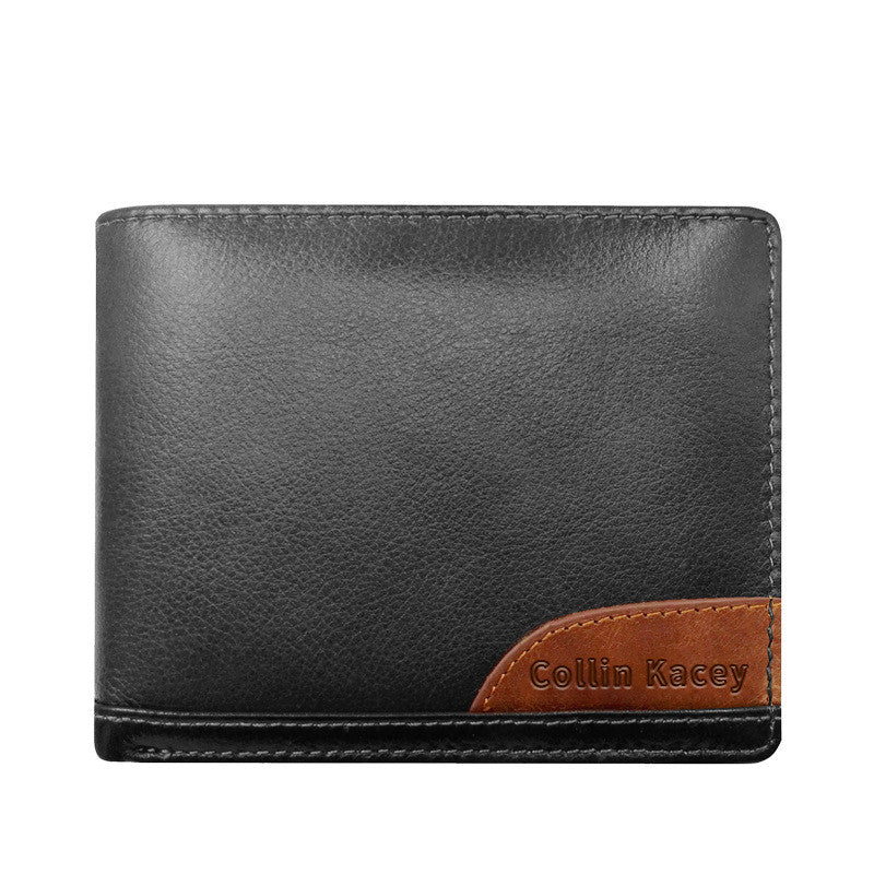 Men's Cowhide Bag Fashion Short Wallet Multi-card Wallet