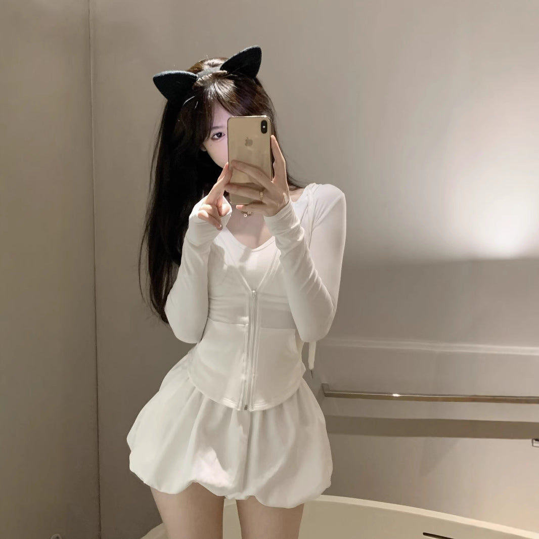Summer Drawstring Hooded Sun-Protective Slim-Fit Set