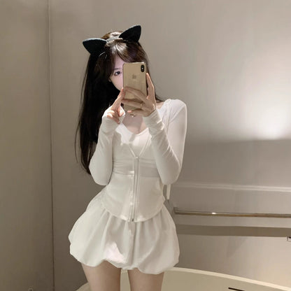 Summer Drawstring Hooded Sun-Protective Slim-Fit Set