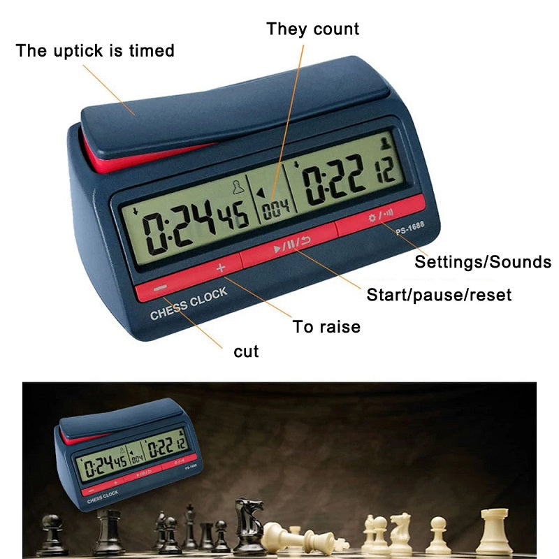 Competition Count Up Down Timer Professional Digital Chess Clock Plastic Battery Powered Lightweight Stopwatch for Board Game